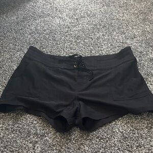 La Blanca Black High Waist Lace-Up Shorts